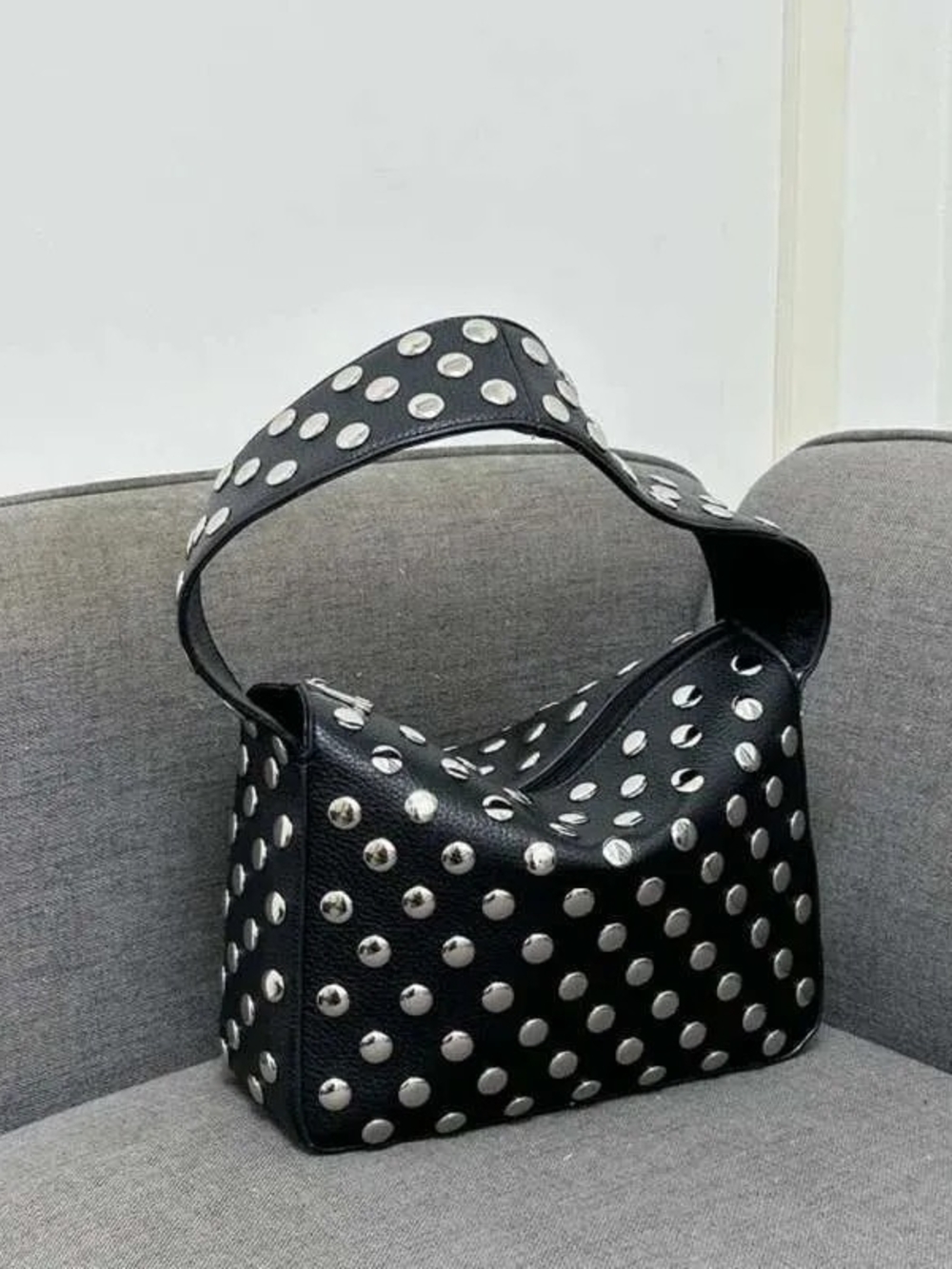 LIKE NEW Black Studded Leather Shoulder Bag